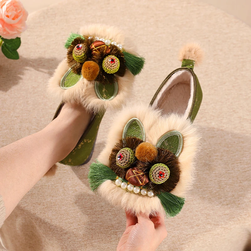 新款平底舒适绣花鞋刺绣布鞋非遗纯手工旗袍鞋复古国潮虎头鞋成人