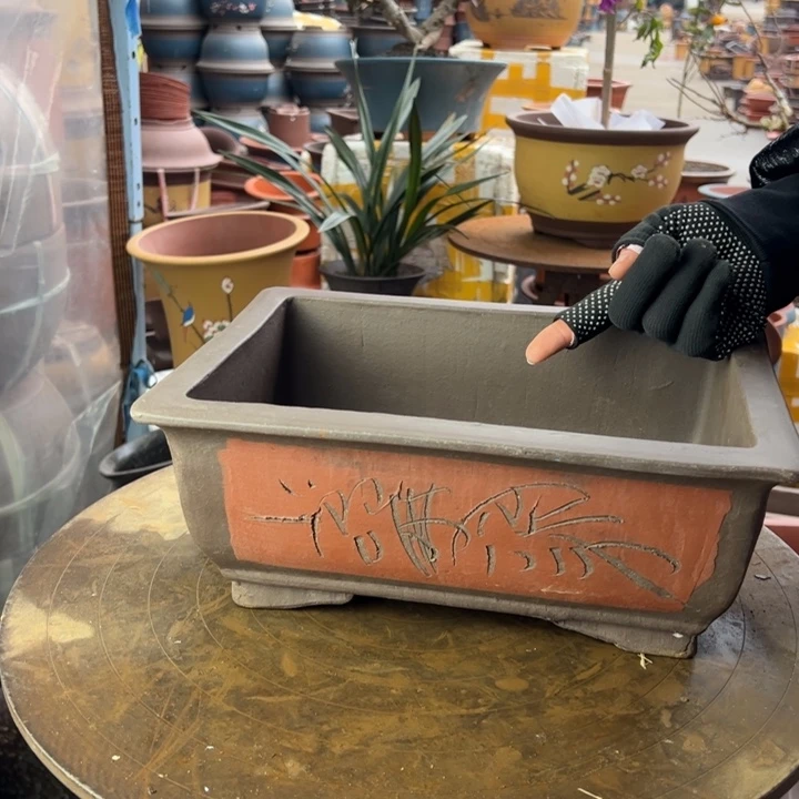 紫砂宜兴紫砂花盆31红马槽