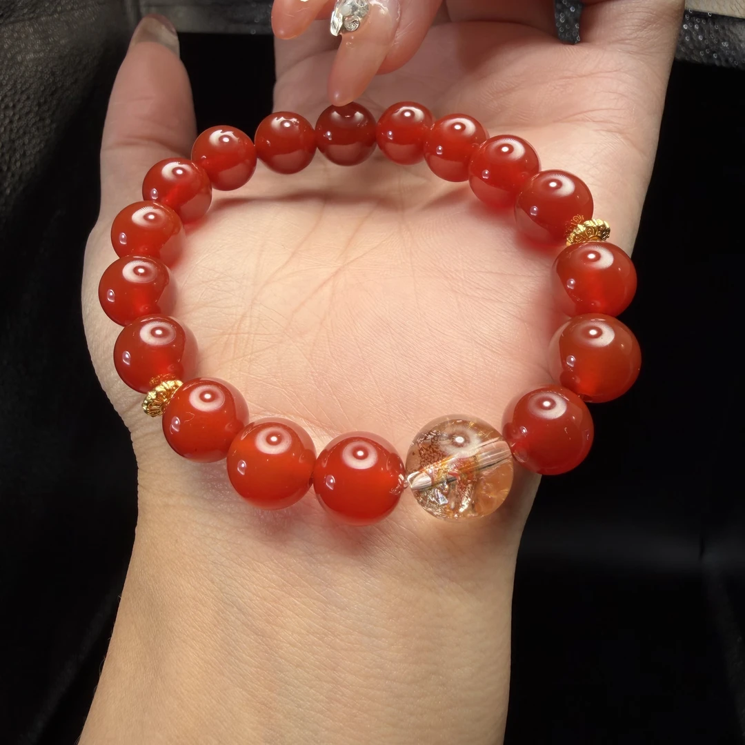 (沉焰)手串约10mm天然玛瑙diy手串多样性发一