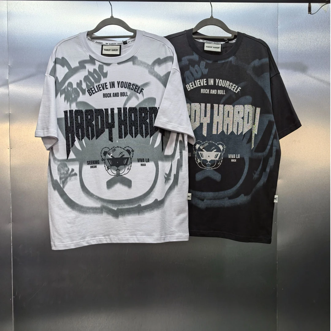 （LX）Q02-22608-HAR夏季正面经典烫钻印花时尚圆领半袖