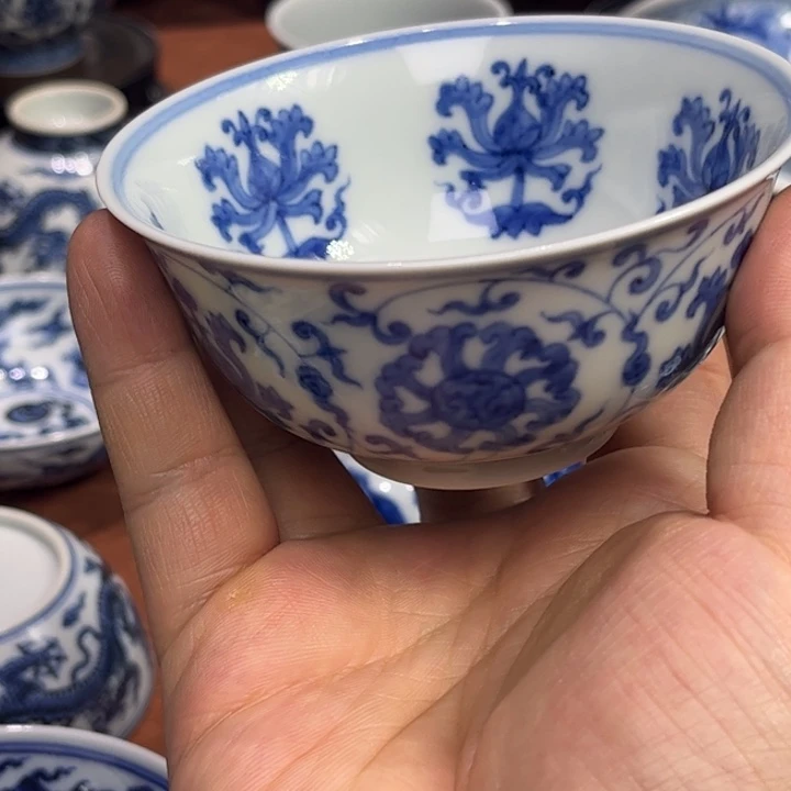 陶摆件景德镇陶瓷青花杯杯