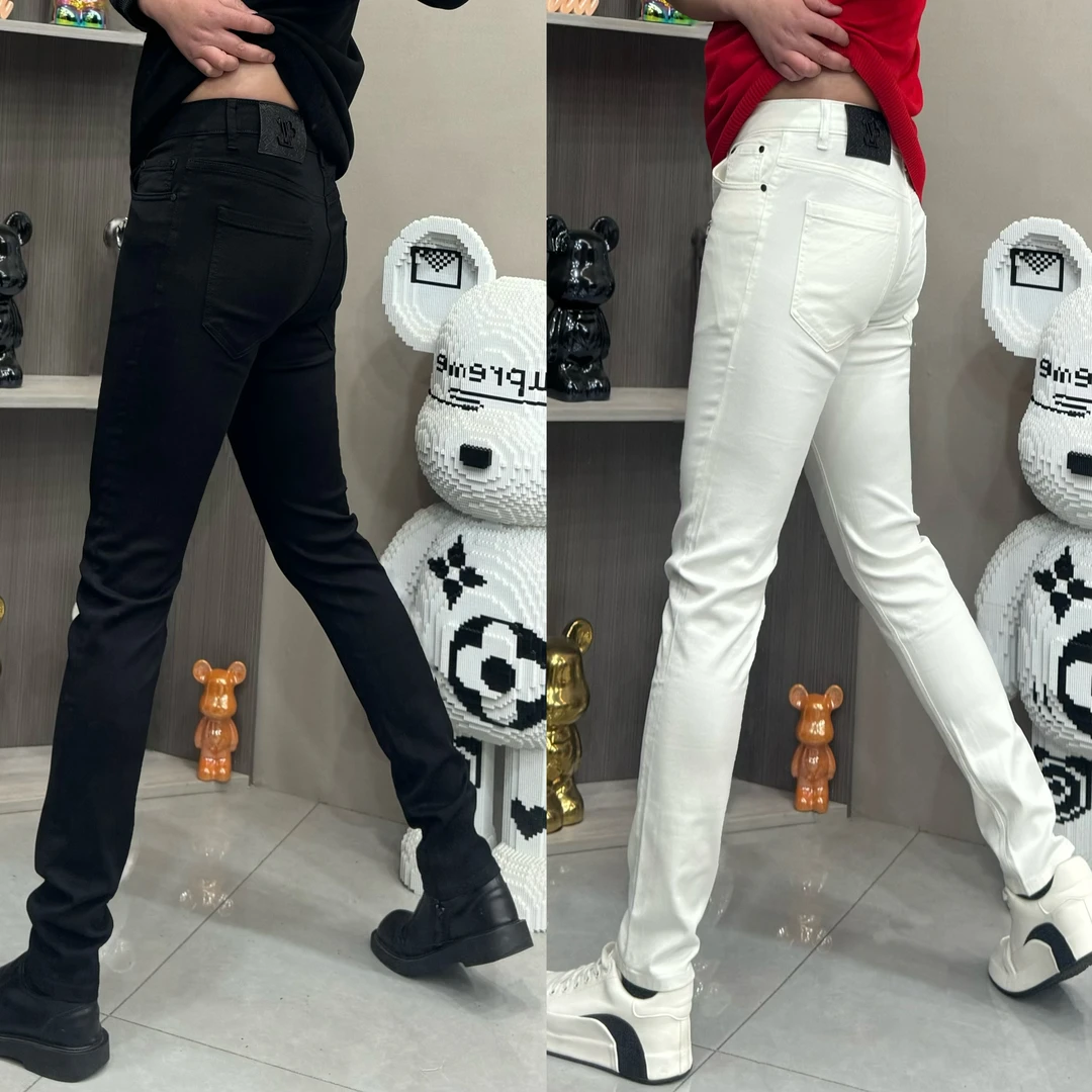 秋冬男士加绒加厚牛仔裤固色韩版黑牛修身高弹力小脚裤轻奢冬保暖