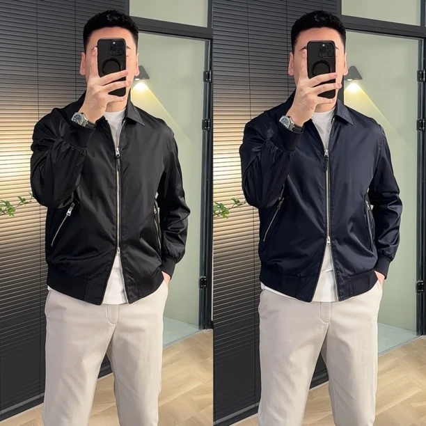 8606男士翻领休闲商务简约百搭夹克外套