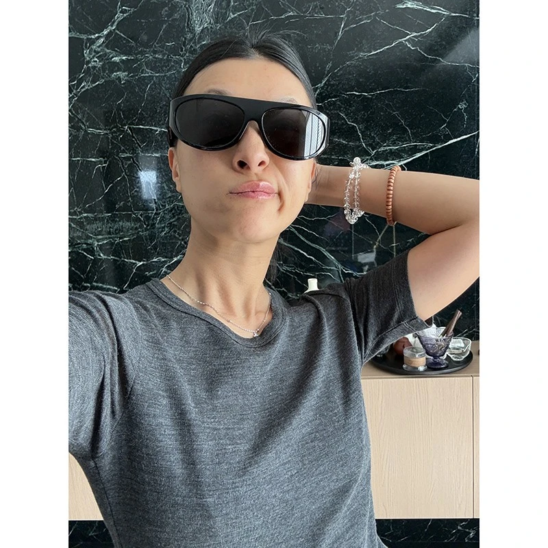 蓝豚豚 ins博主风欧美高级感防紫外线太阳镜女显脸小个性高街墨镜