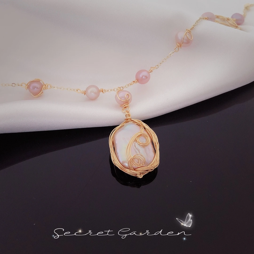 铜合金项链 重工绕线款巴洛克幻彩紫货号：XL180009