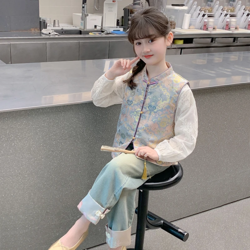 女童汉服2025新款春装儿童洋气时髦新中式国风两件套女孩春秋套装