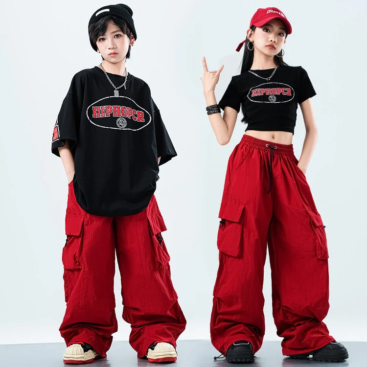 六一街舞儿童潮服装男女童宽松T恤嘻哈套装演出服hiphop街舞童装