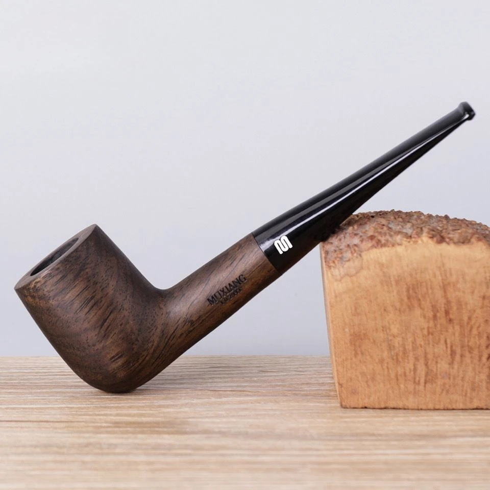 黑檀木烟斗烟锅直斗入门斗烟草烟斗实木烟斗男士烟具送十件套