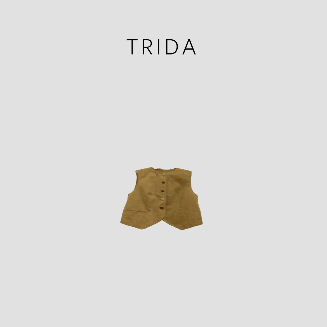 【极质高定】女士黄色精梳棉修身轻奢无袖复古马甲5143ZZ