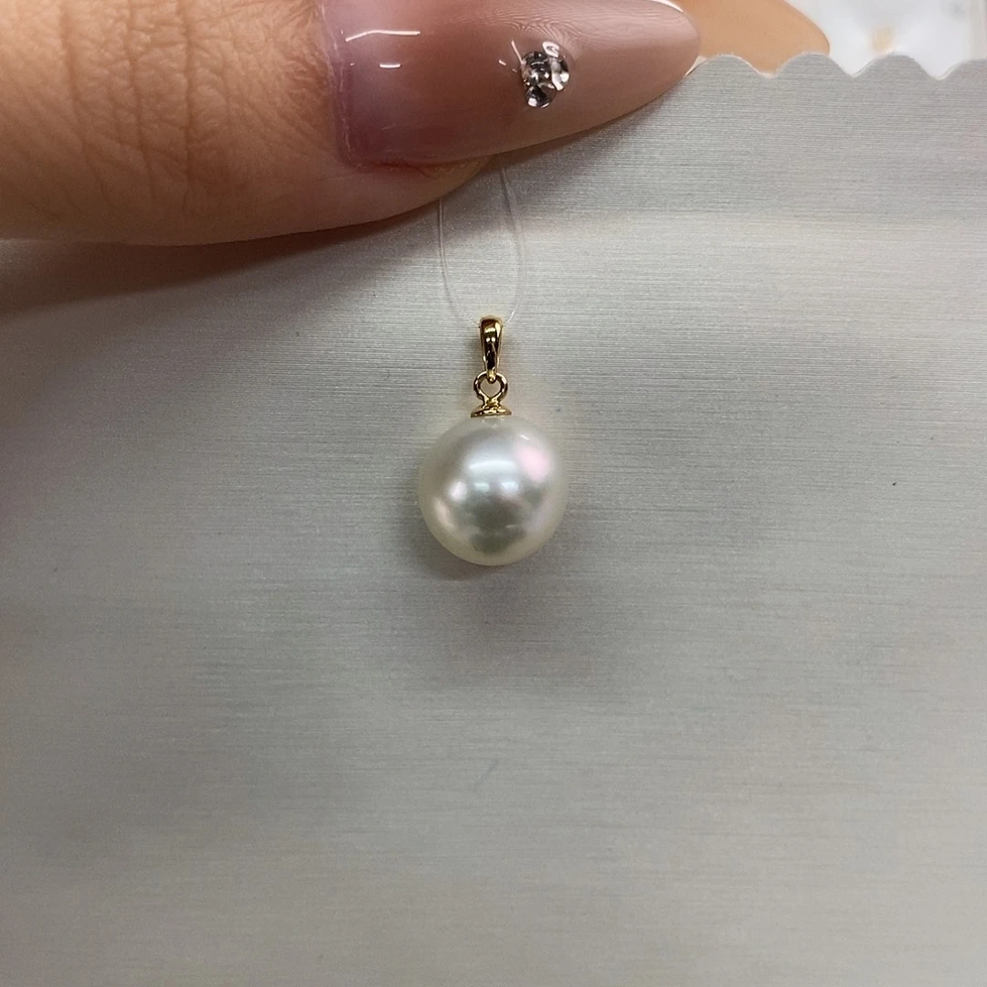 吊坠(不含链)18K金镶嵌海水珍珠10-11