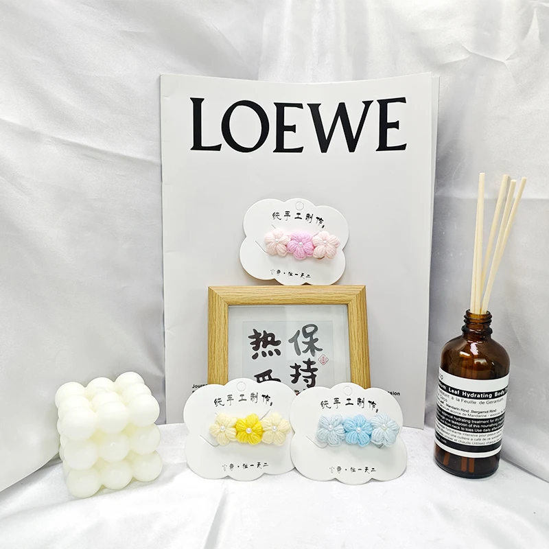 小泡芙发夹  手工钩织手工DIY百搭时尚创意玩偶钩织