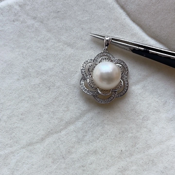 海水珍珠银S925镶嵌吊坠(不含链)