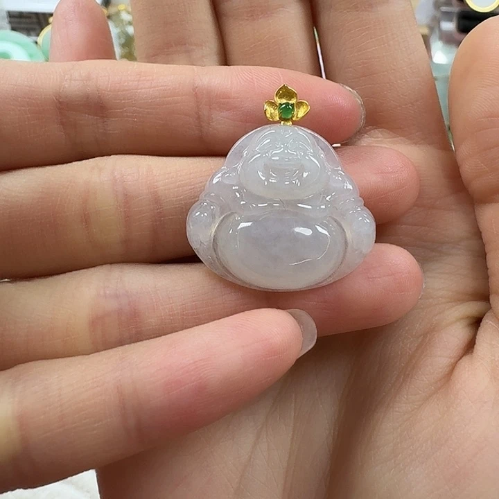 翡翠未镶嵌颈饰白冰佛公