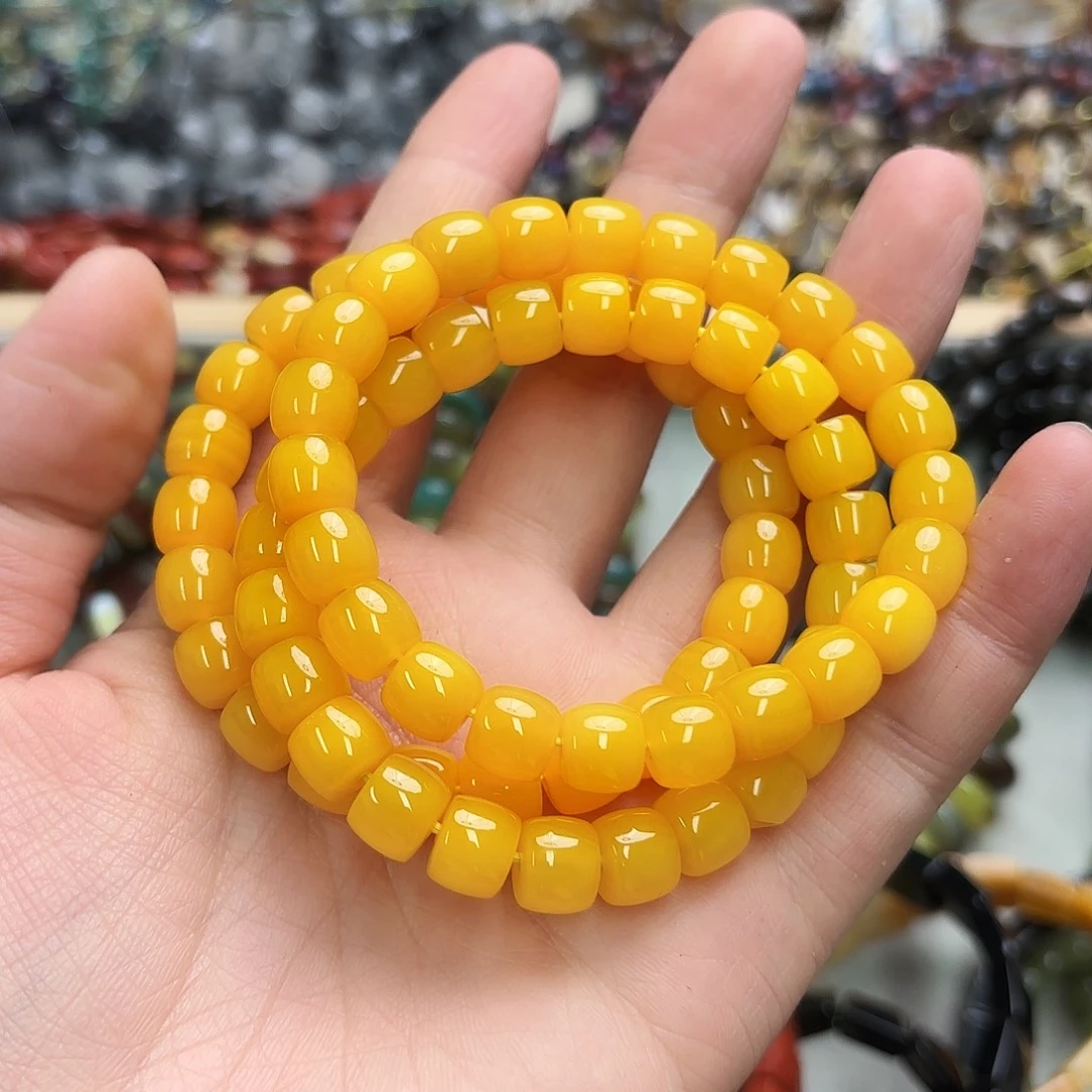 玛瑙/玉髓未镶嵌珠宝半成品卡9黄玛老型珠一圈