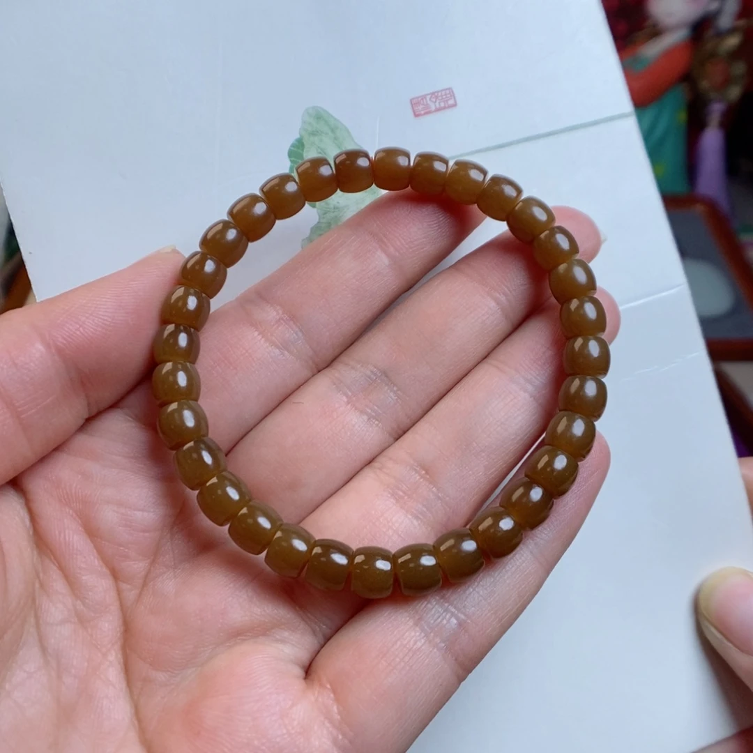 和田玉颈饰未镶嵌7金山红糖无麻