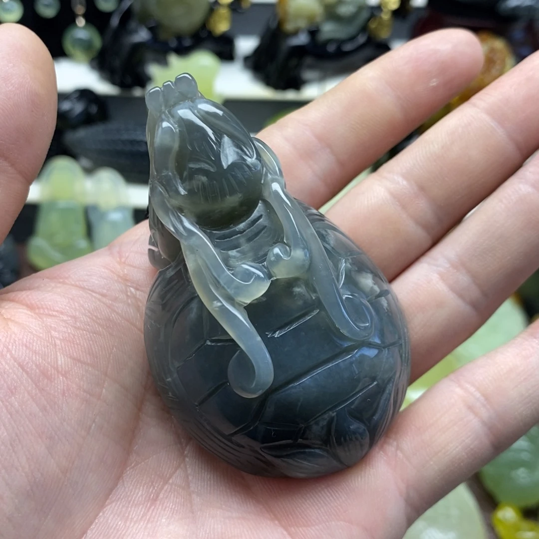 岫玉龙龟手把未镶嵌@*