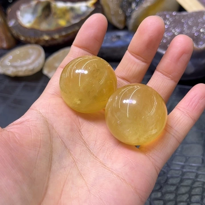 振***蓉水晶珠宝半成品未镶嵌冰州黄球2️⃣