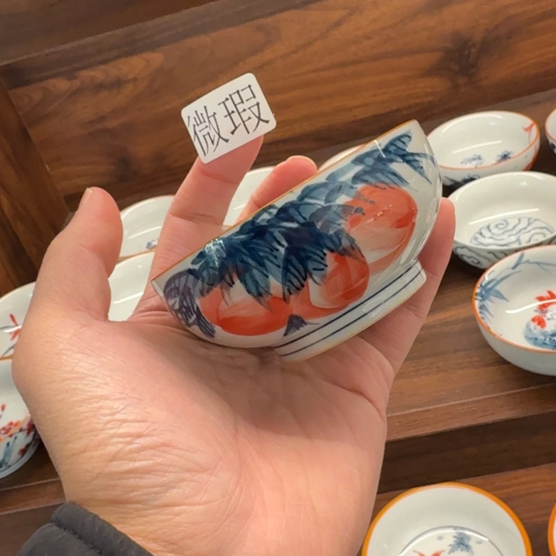 釉下手绘茶具微瑕