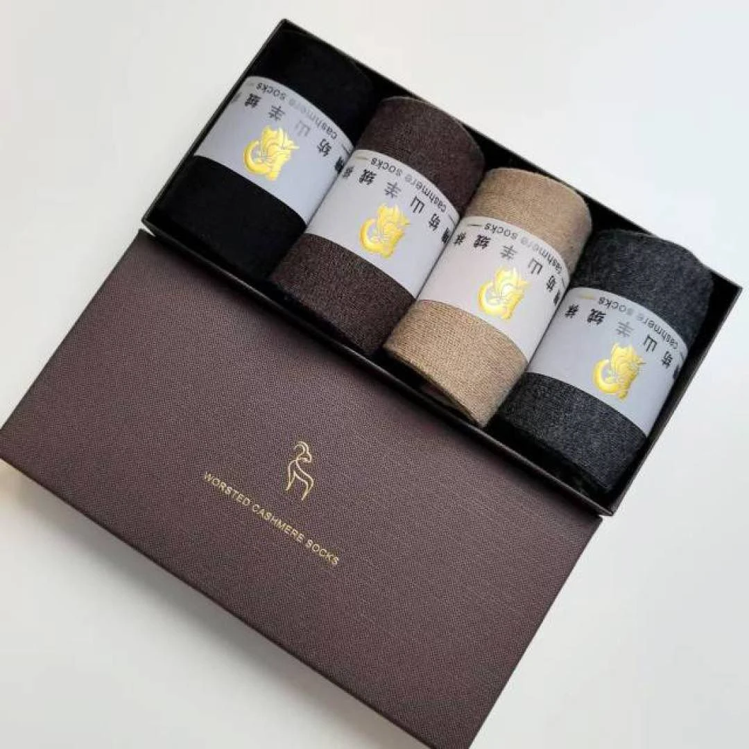 羊绒袜秋冬中筒袜男女高档礼盒装山羊绒袜百搭送长辈礼盒袜