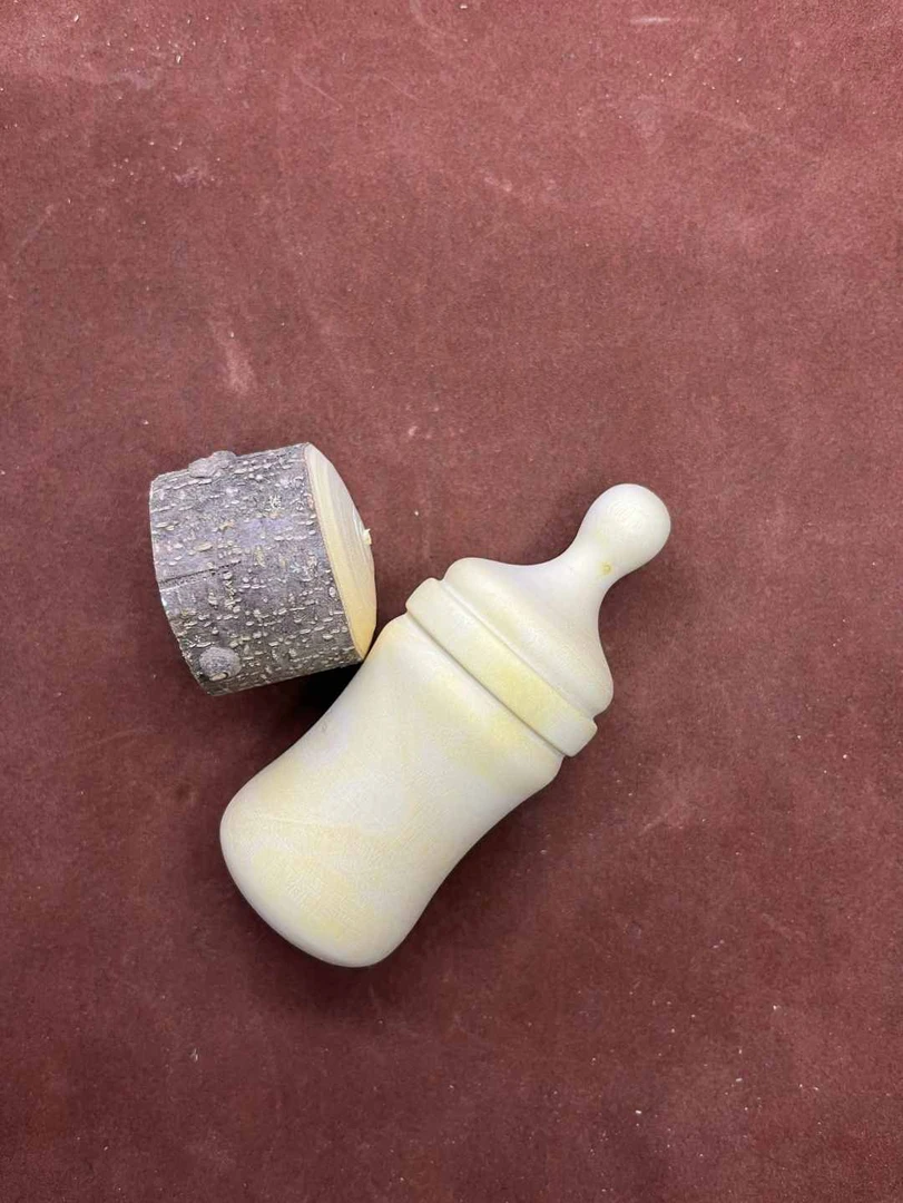 中号婴儿磨牙棒奶瓶形状花椒木小奶瓶天然原生态花椒木手工打磨