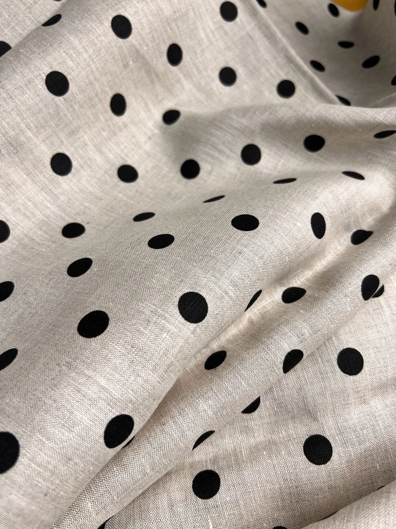 14支诺曼底雨露麻印花波点面料