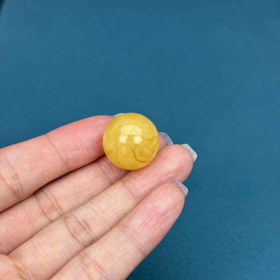 M1671天然原矿蜜蜡鸡油黄单珠18mm 3.15g支持复检假一罚四