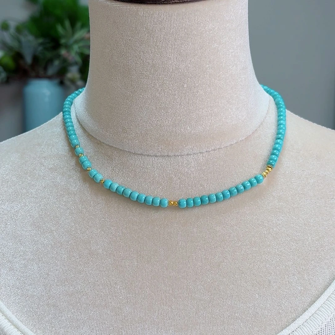 绿松石18K金镶嵌珠宝奇石