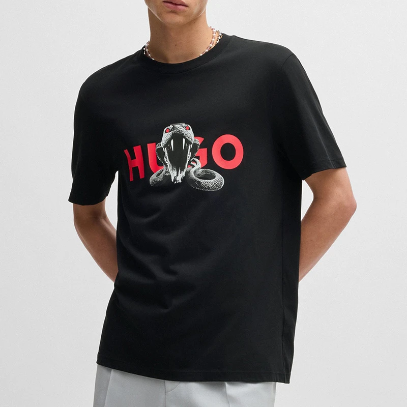 HUGO BOSS雨果博斯男士夏季新款短袖T恤印花时尚潮流休闲正品半袖