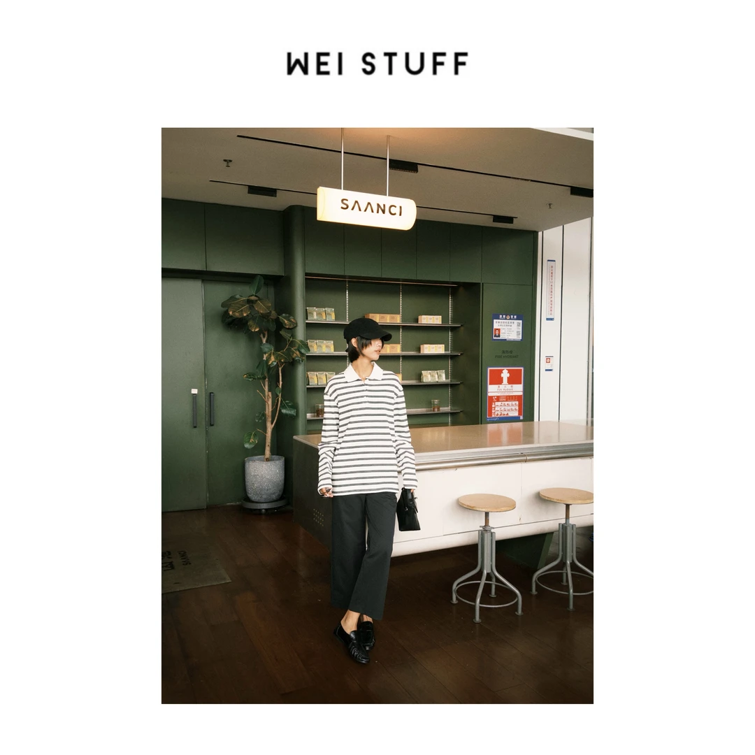 WEI STUFF  万元裤 春夏黑色品质女装高腰休闲直筒气质西裤 8919