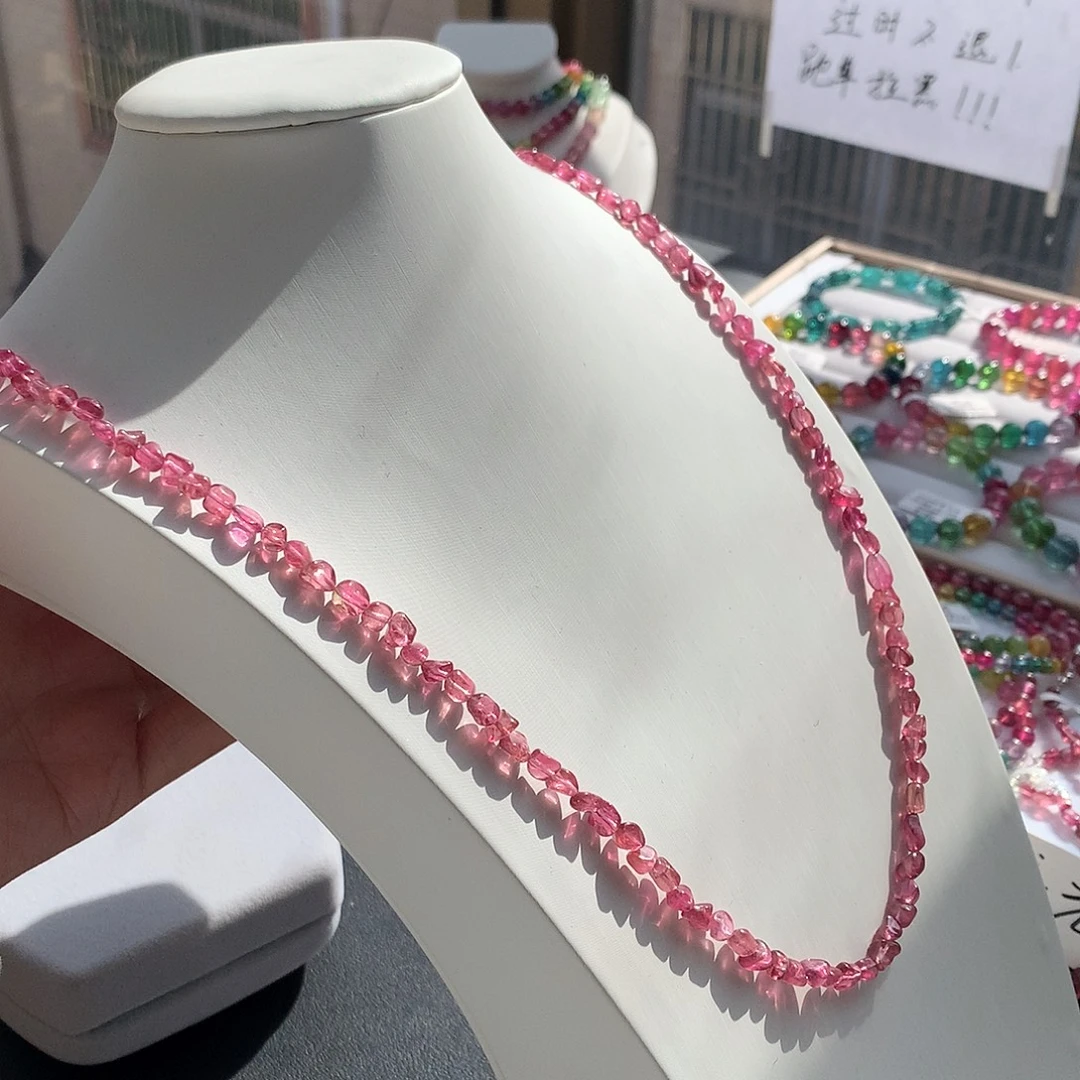 定制碧玺未镶嵌素圈卢比来红原石项链不退换