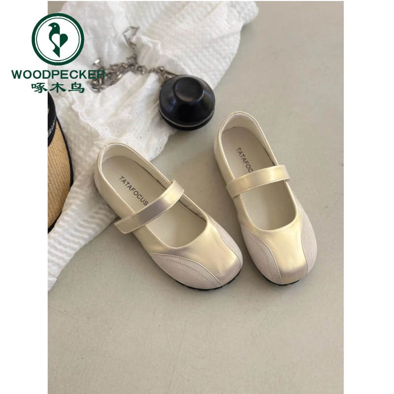 啄木鸟小个子通勤鞋新玛丽珍单鞋女士百搭软底不累脚头层皮上班鞋