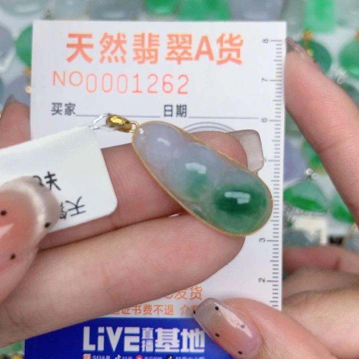 翡翠18K金镶嵌颈饰豆子