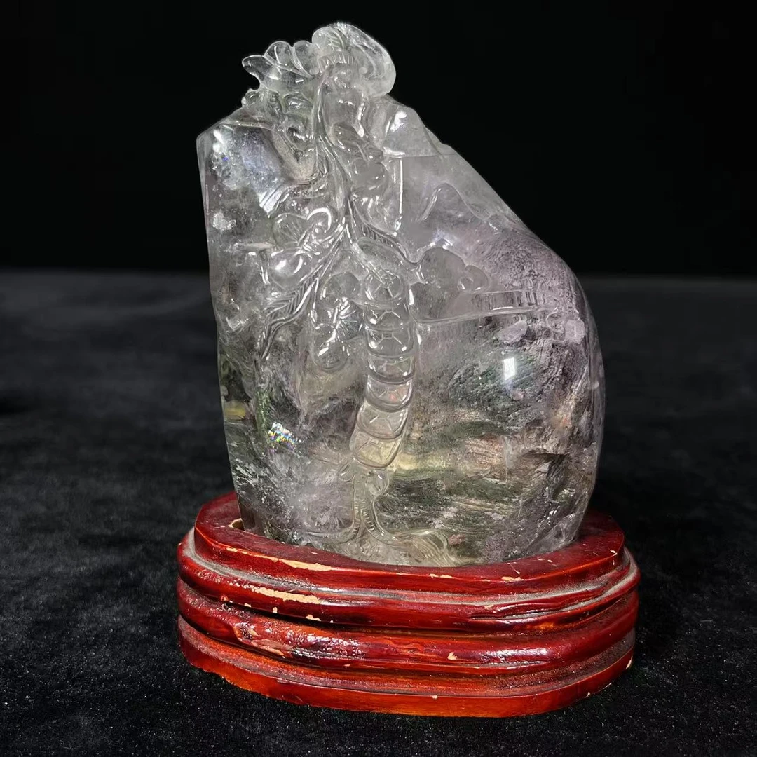 Lot16:  水晶雕福在眼钱摆件 带座H：14.5cm/裸石重：966.5g