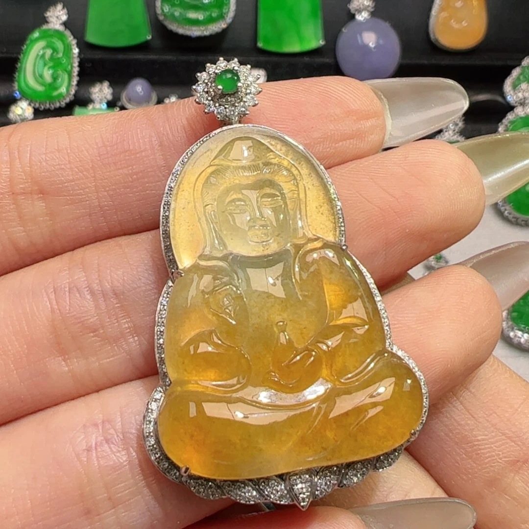 颈饰18K金镶嵌翡翠