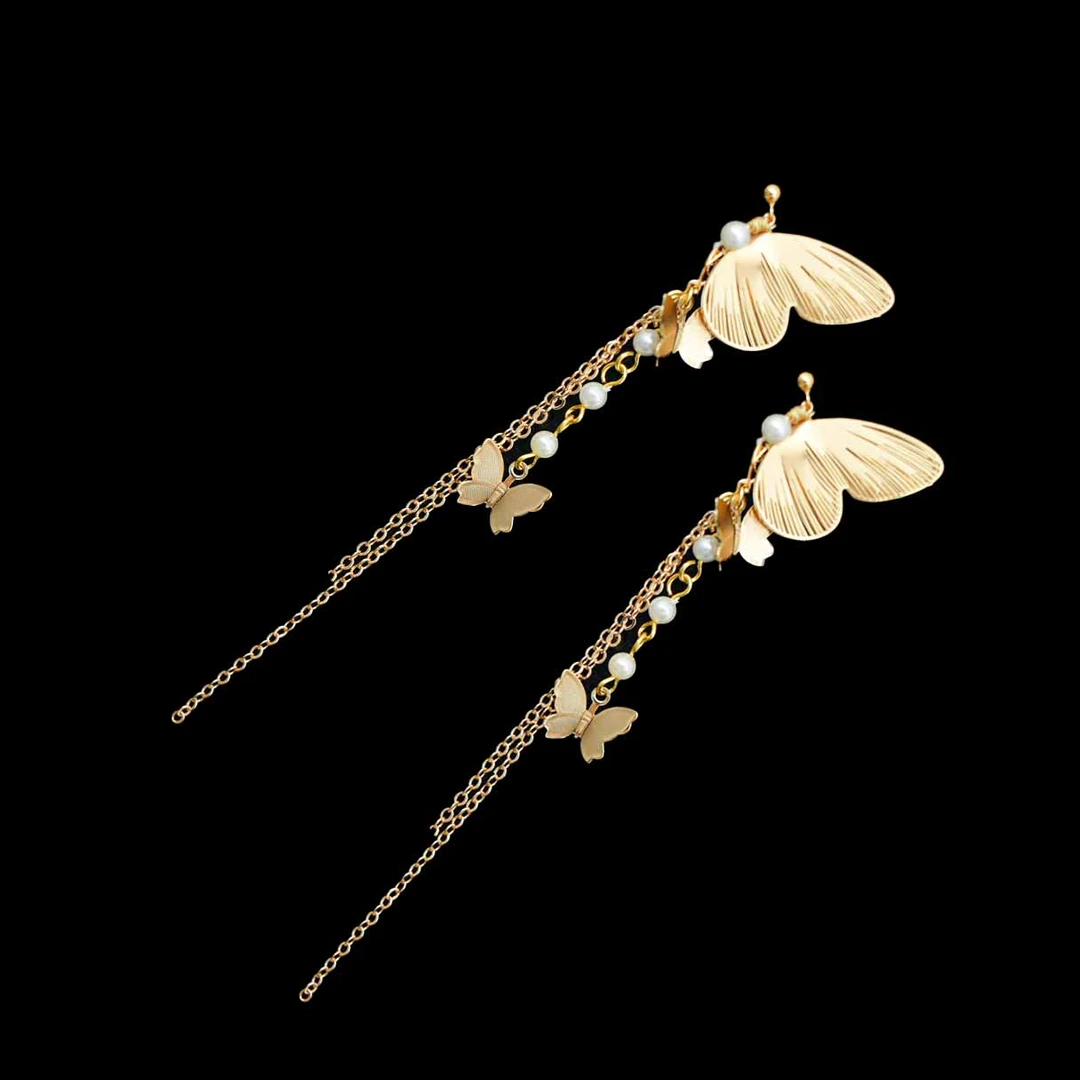 铜合金耳饰 原创手工国风耳钩【晓梦】气质轻奢时尚百搭简约耳环