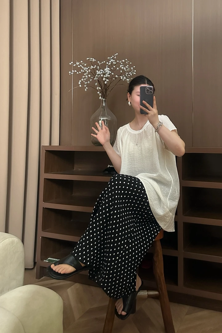 2025新款欧货波点显瘦百搭女士半裙高腰气质夏季