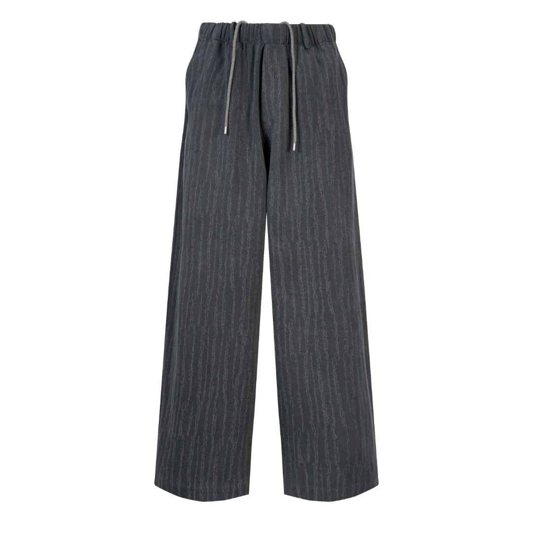 25春季新款 提花亚麻复古宽松直筒裤 3841