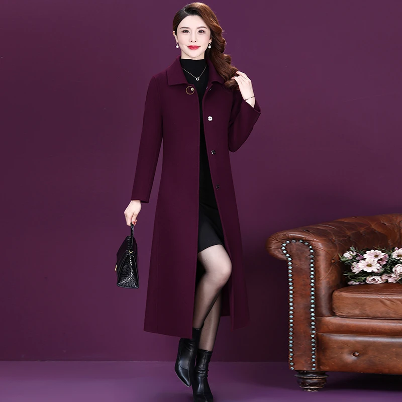 实拍#冬季女装2021新款呢子大衣中年气质妈妈装高档毛呢外套