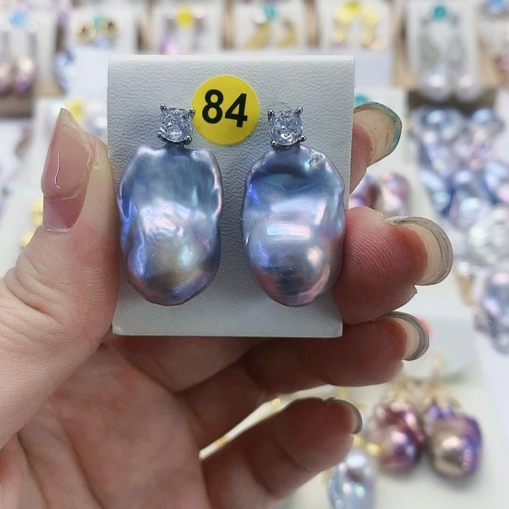 银S925镶嵌耳饰淡水珍珠