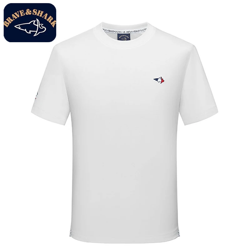 【官方正品】BRAVE&SHARK/勇士鲨鱼丝光棉短袖T恤男圆领休闲半袖