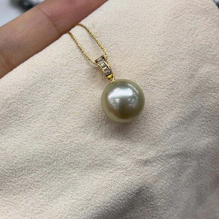 银S925镶嵌吊坠(不含链)海水珍珠13mm29号