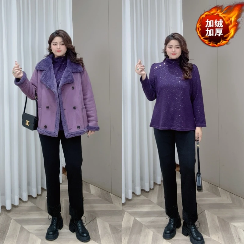 PWD32613（仅裤子）冬季新款加绒裤脚带钻百搭显瘦竹竿裤【裤长98