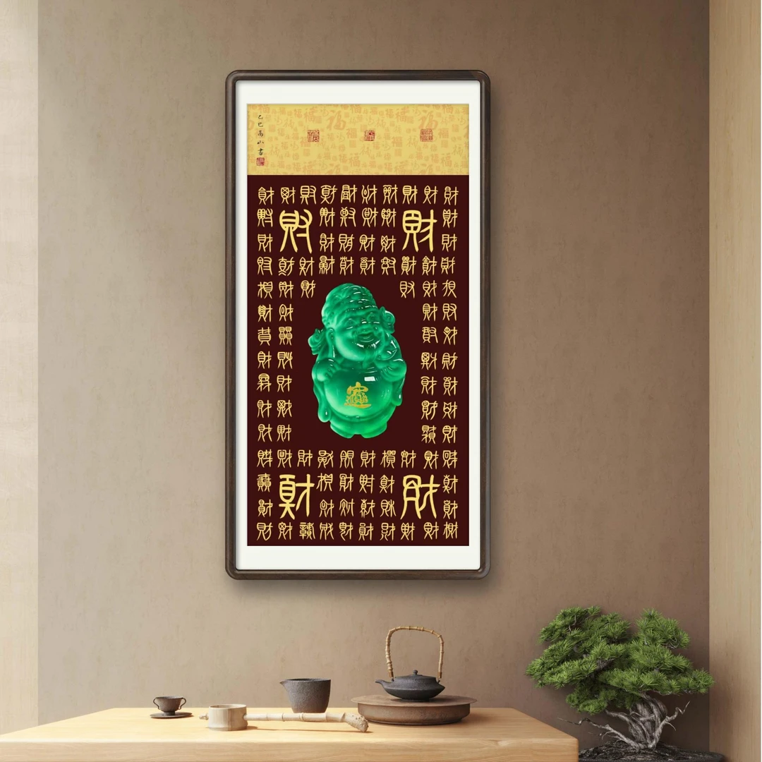 高山原创书法红色百财图