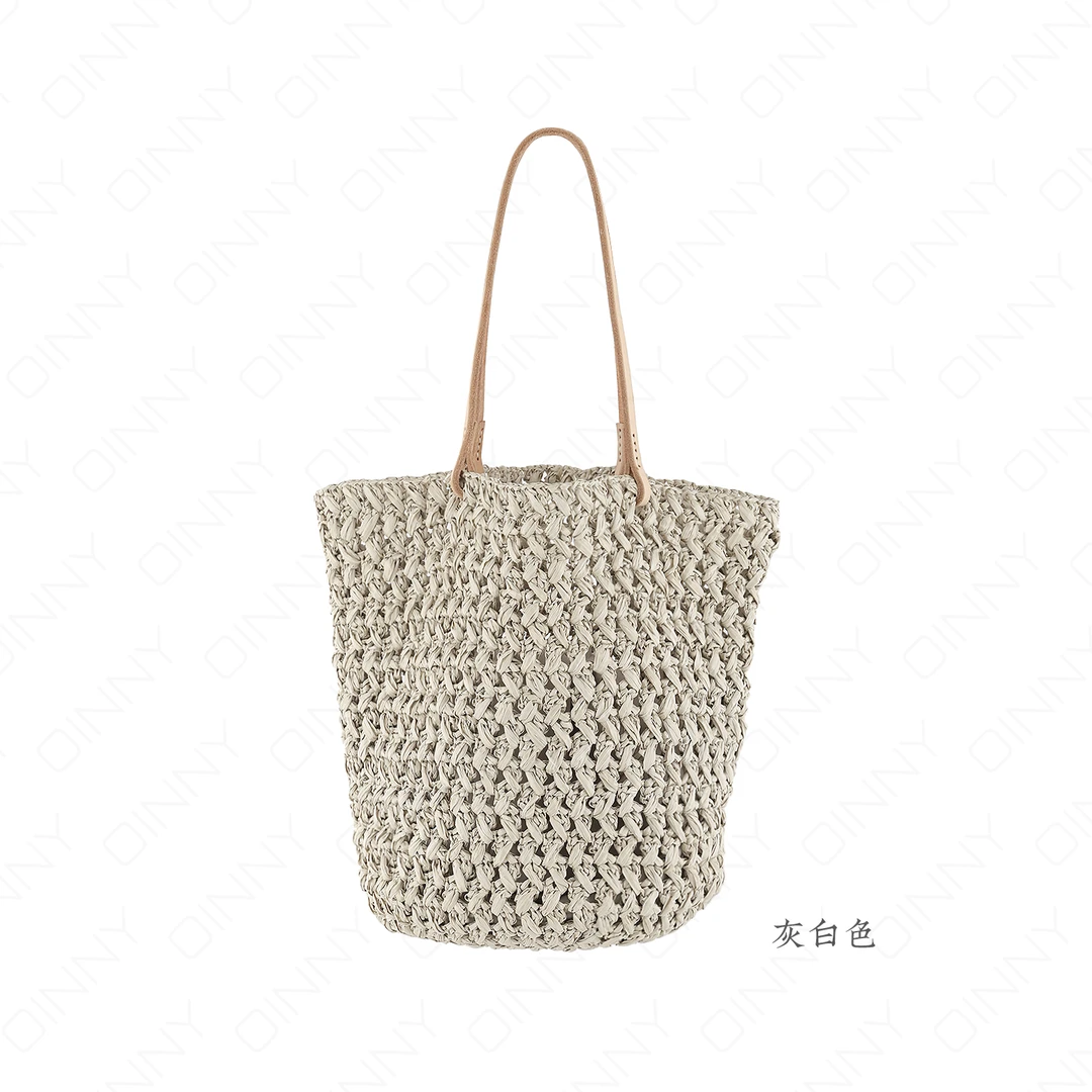 【达人专属】小众设计松弛感编织单肩托特包9488灰白色