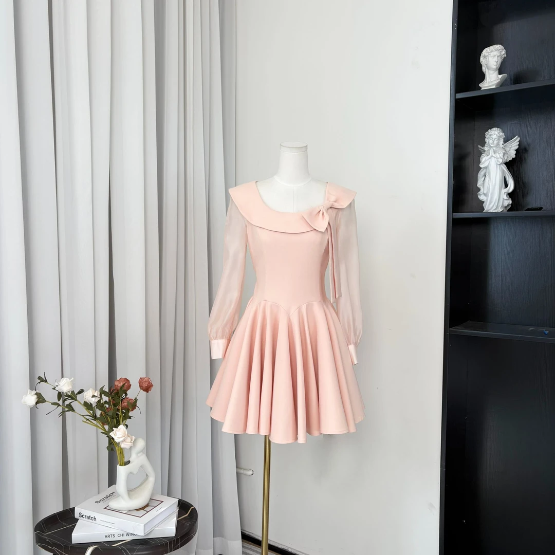 拉夏贝尔2025年初秋新款法式名媛修身气质百搭连衣裙 25277 JCK