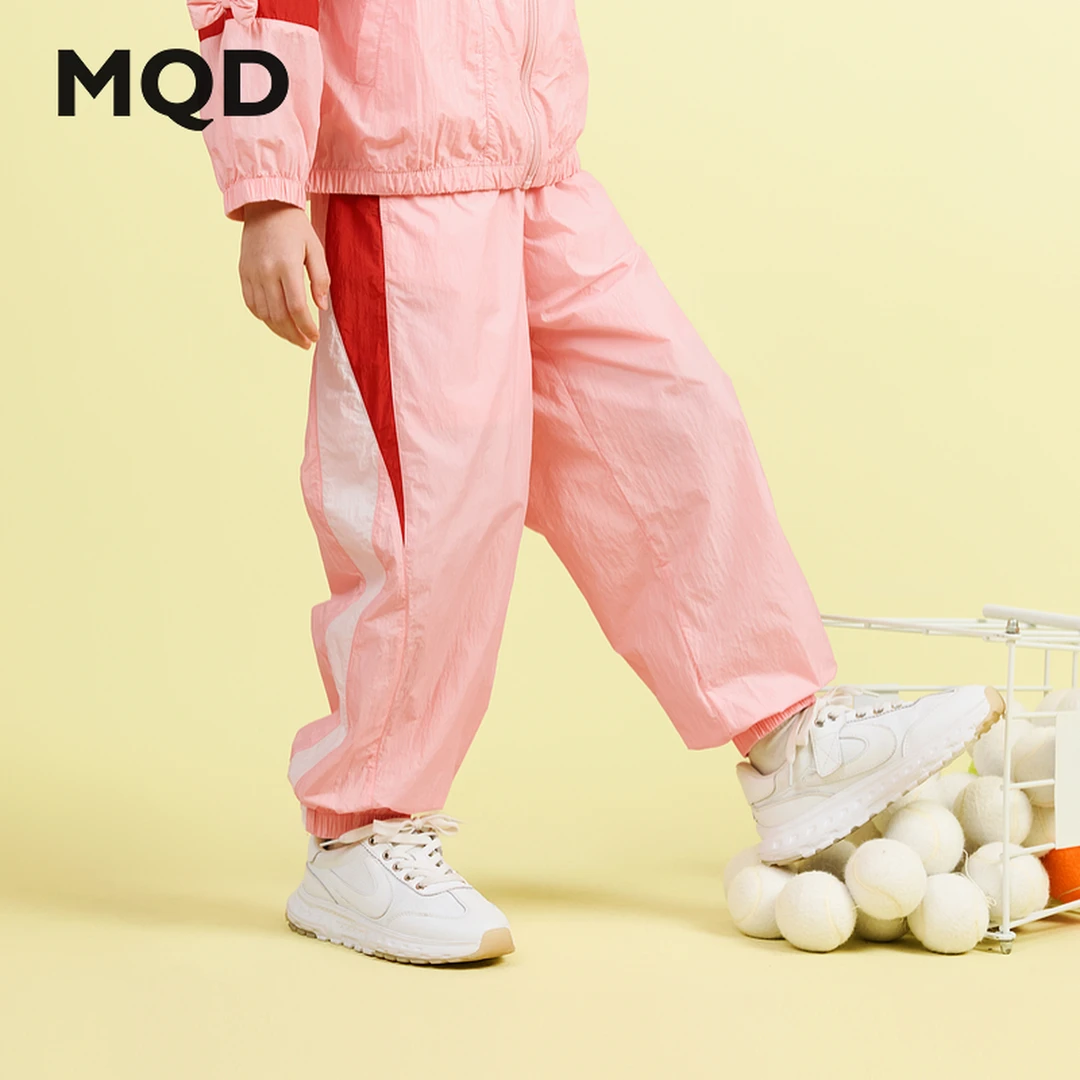 MQD女大童夏季新品学院风运动撞色条杠轻薄防蚊裤休闲裤6652W1503