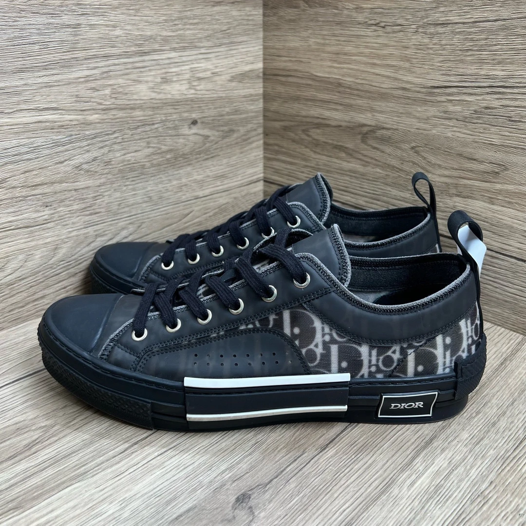 95新 DIOR/迪奥 B23 黑白网纱板鞋 42码/95新
