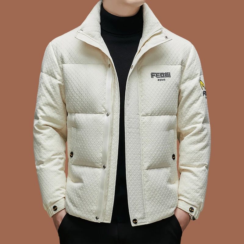 意大利大牌男士羽绒服2025新款韩版潮流加厚保暖白鸭绒外套男秋冬