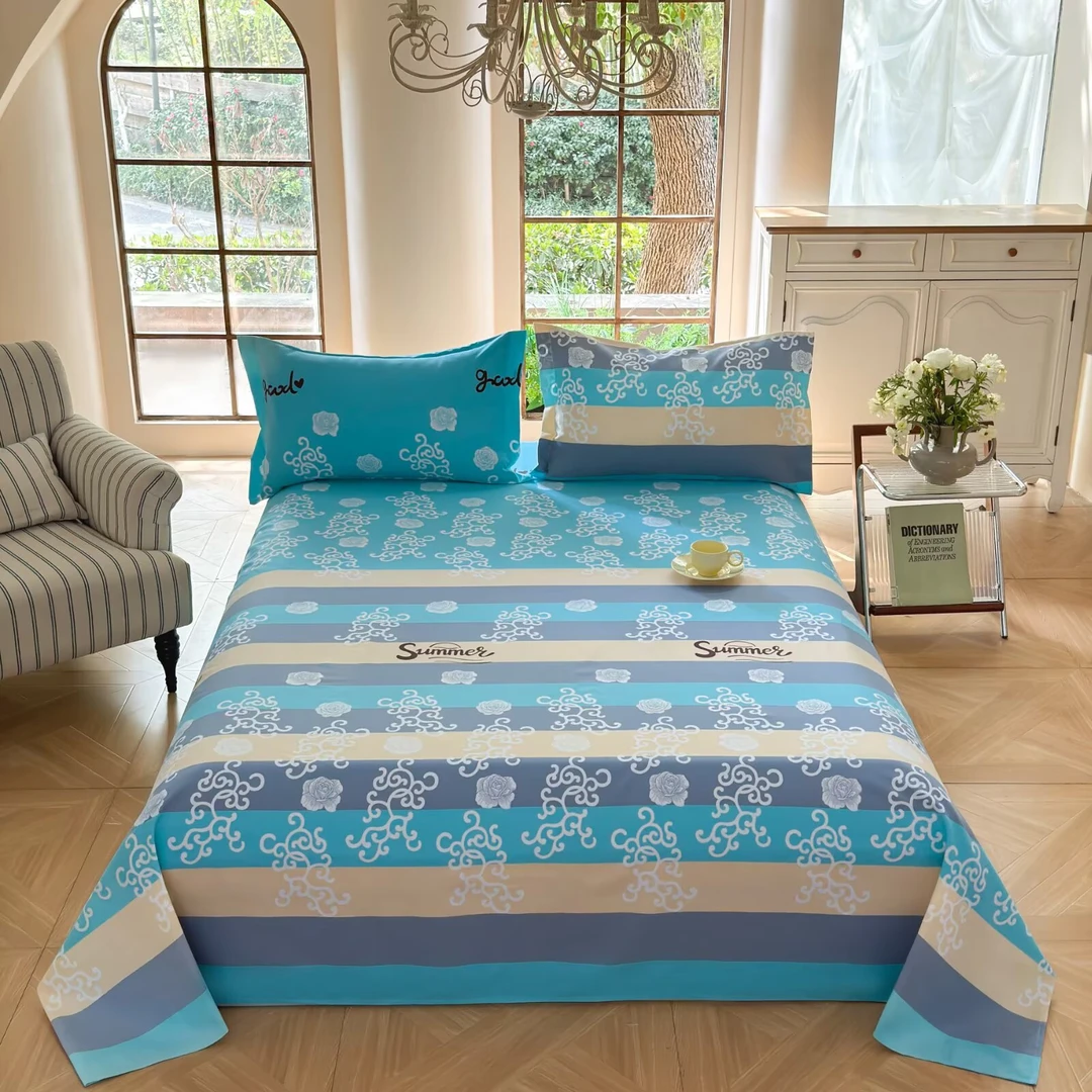 【专柜正品】加厚老粗布三件套印花床单亲肤柔软吸汗透气不跑床