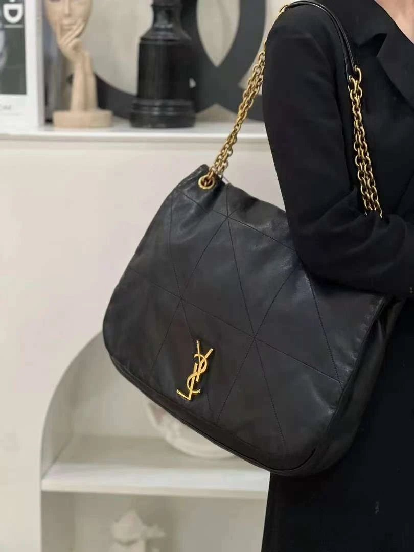 99新 YSL/圣罗兰 jamie大号黑金羊单肩包/甄选